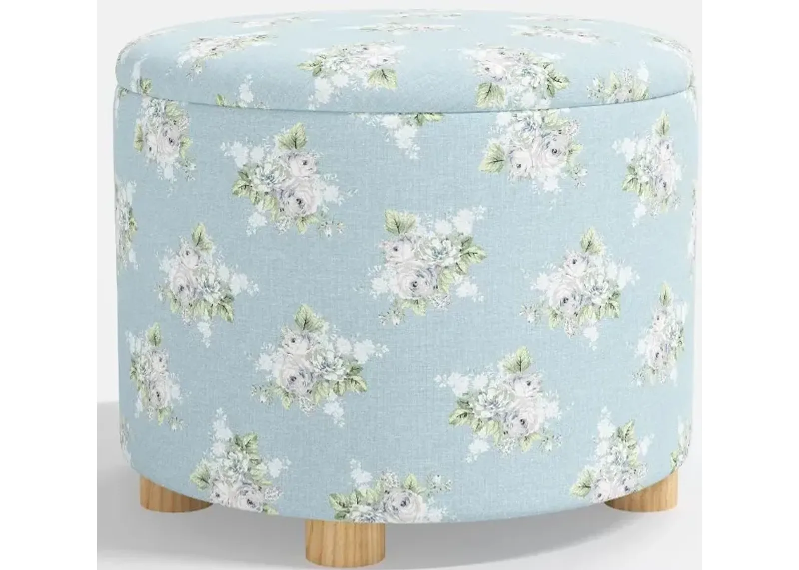 Bria Petite Bouquet Blue Storage Ottoman