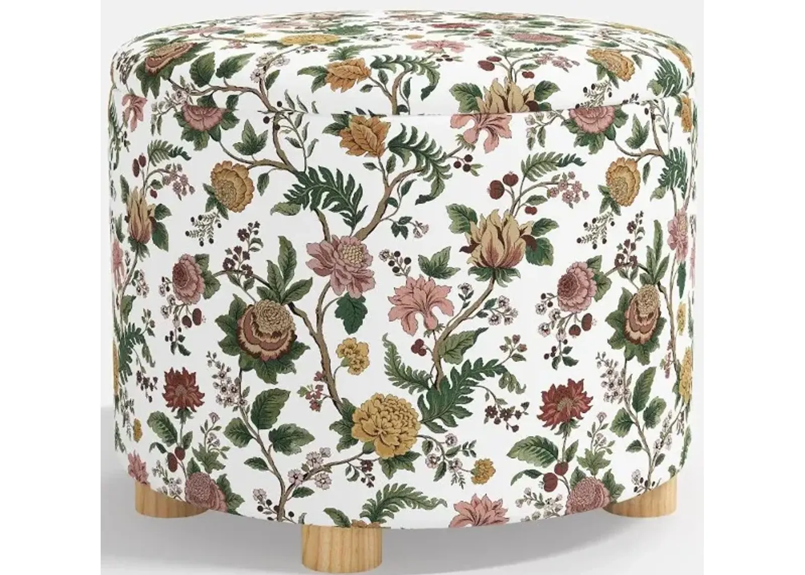 Bria Floral Berry Storage Ottoman