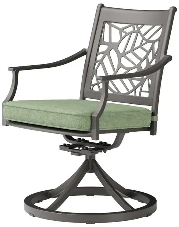 Thurston Gray and Green Patio Swivel Dining Chair