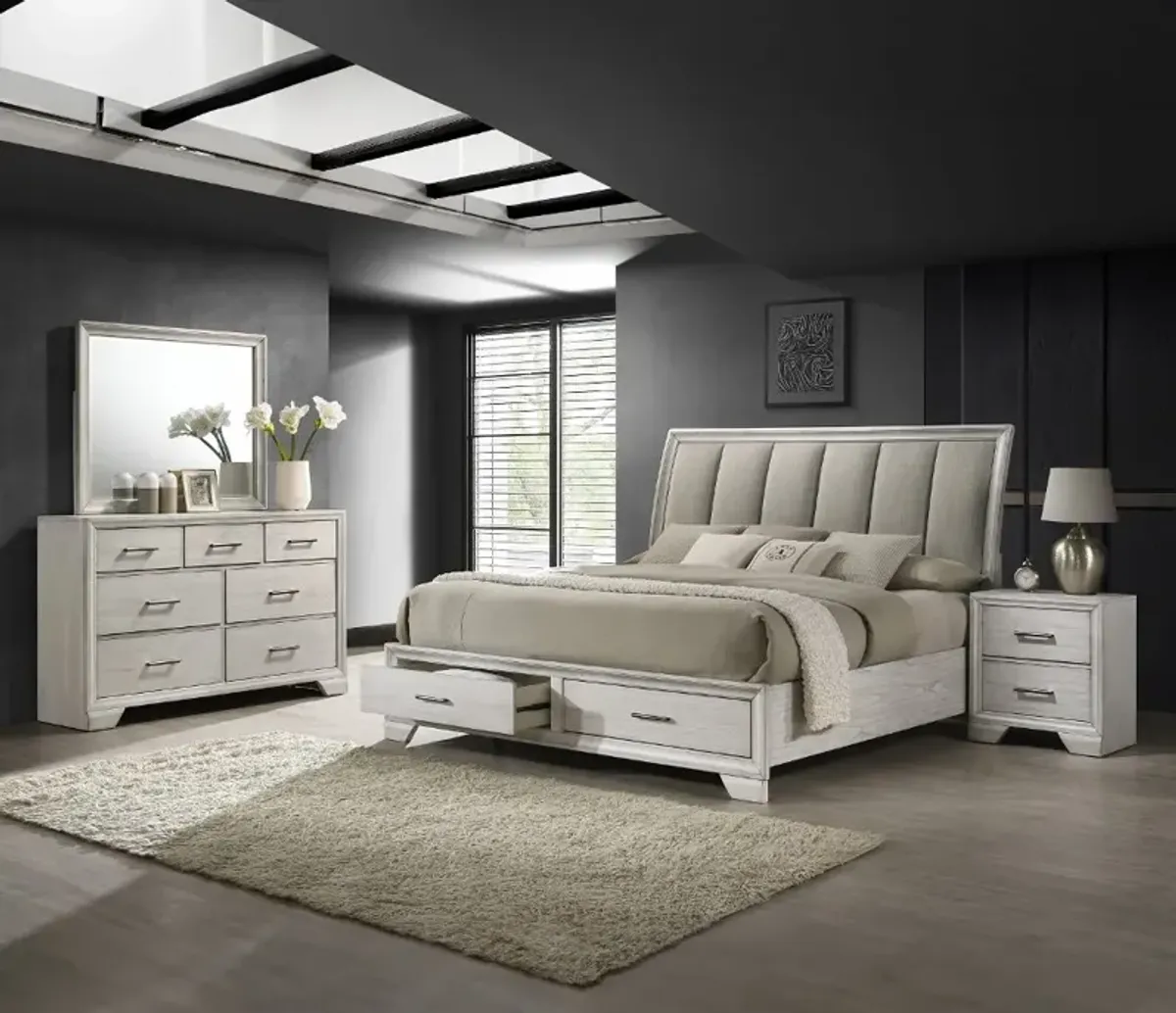 Jace White Queen Storage Bed