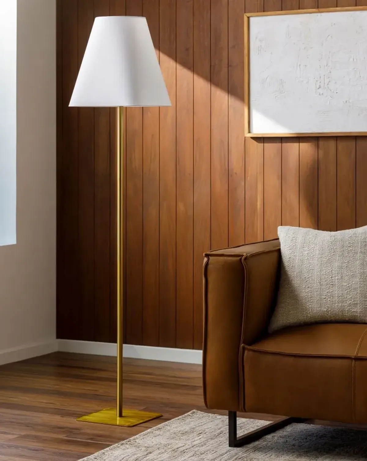 Pique Brass Accent Floor Lamp