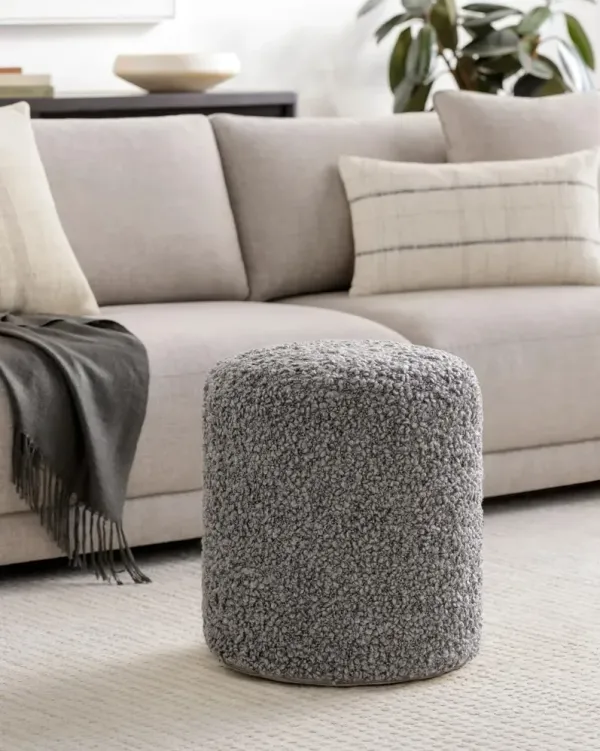 Mohave Gray Boucle Pouf Ottoman