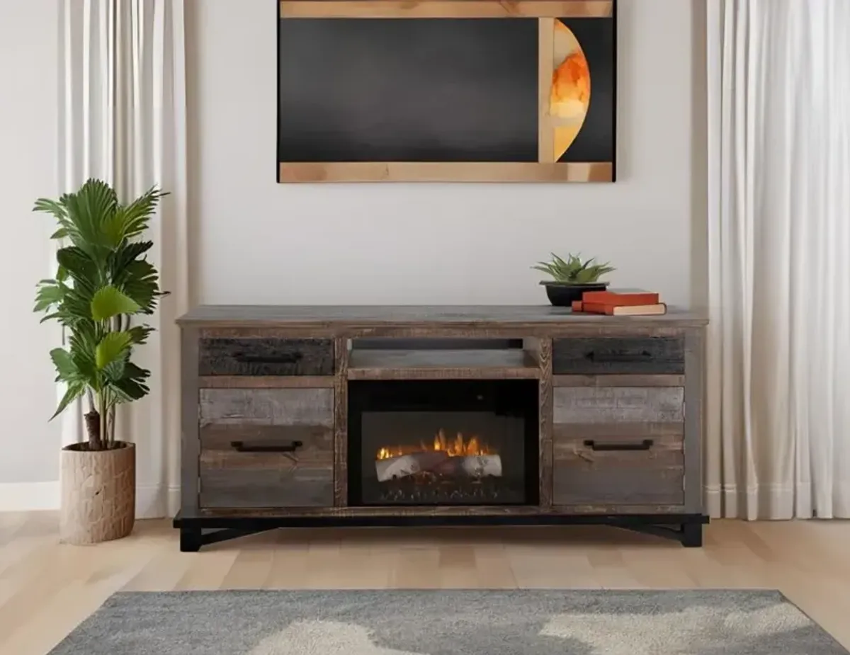 Loft Brown 70" Fireplace TV Stand