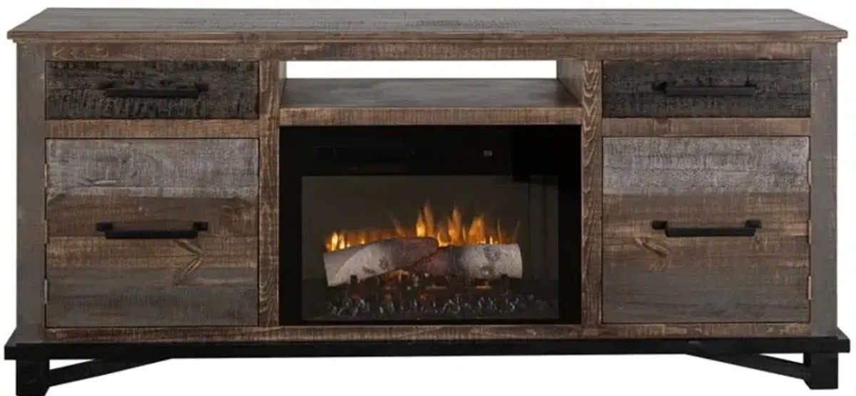 Loft Brown 70" Fireplace TV Stand