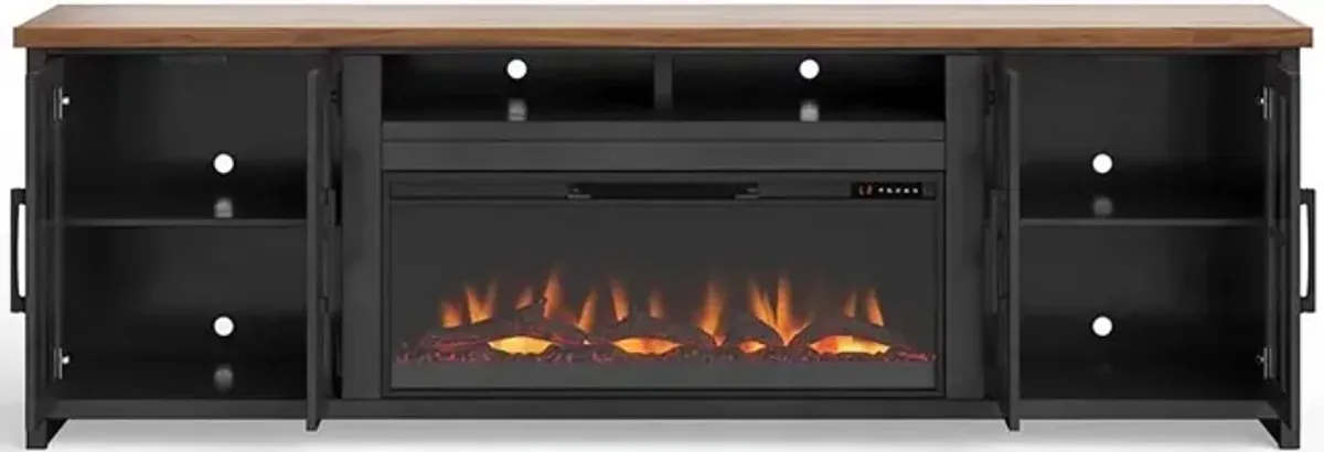 Essex Black and Whiskey Brown 96" Fireplace TV Stand