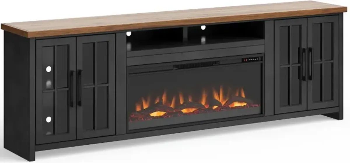 Essex Black and Brown 96" Fireplace TV Stand