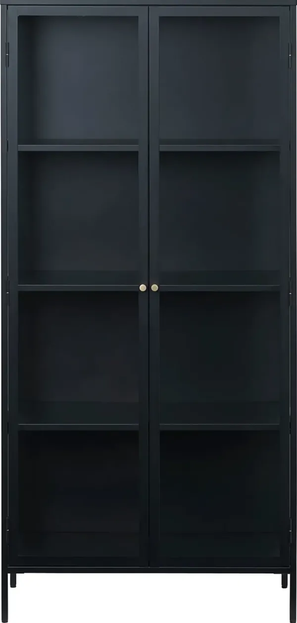 Carmel Black Metal and Glass 75-Inch Tall Cabinet