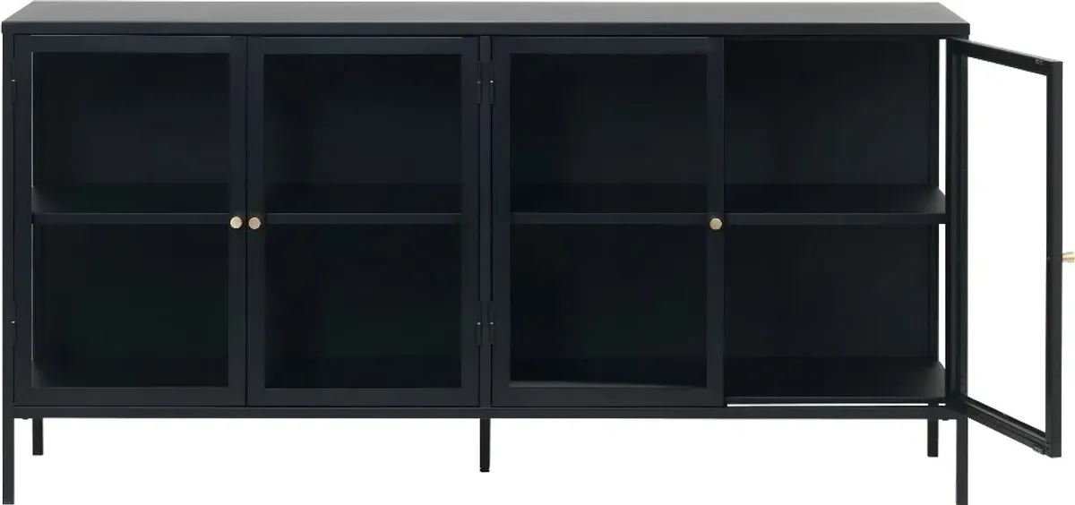 Carmel Black Metal and Glass 4 Section Sideboard