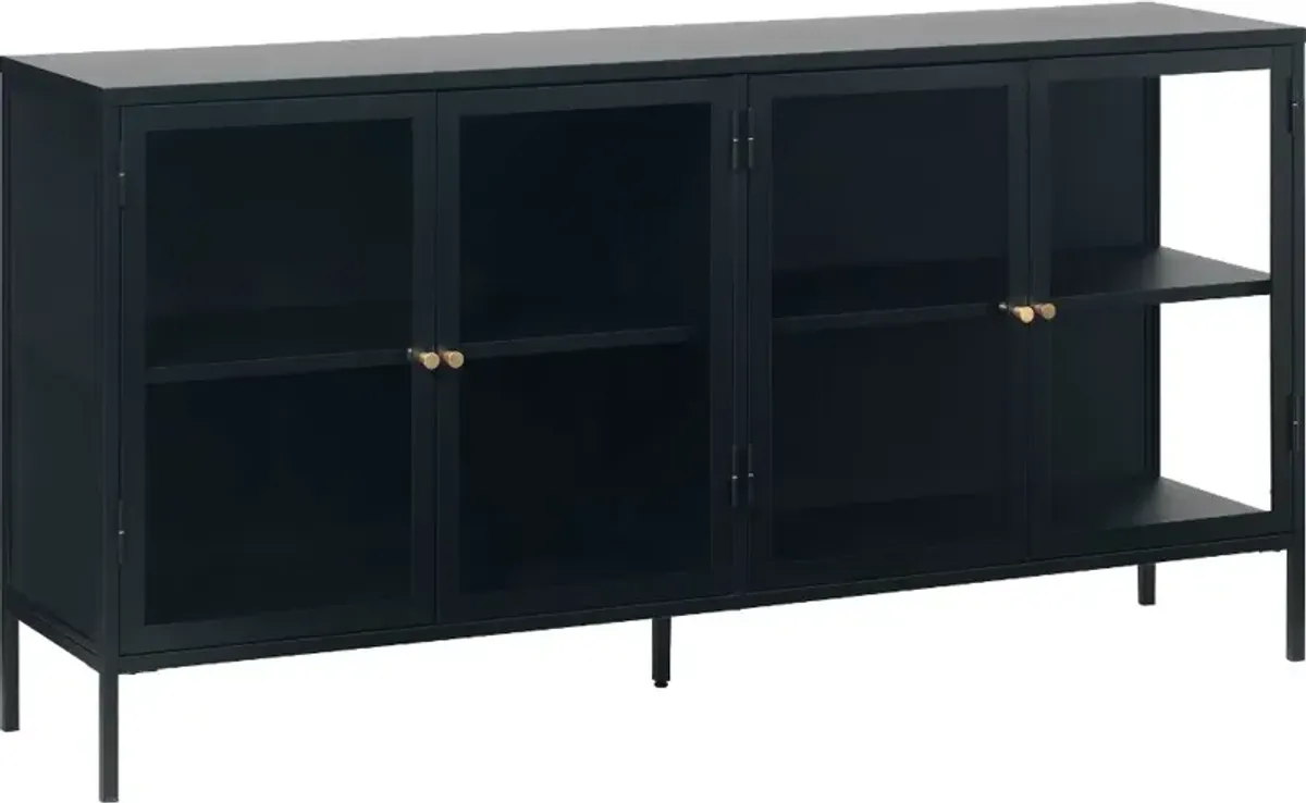 Carmel Black Metal and Glass 4 Section Sideboard