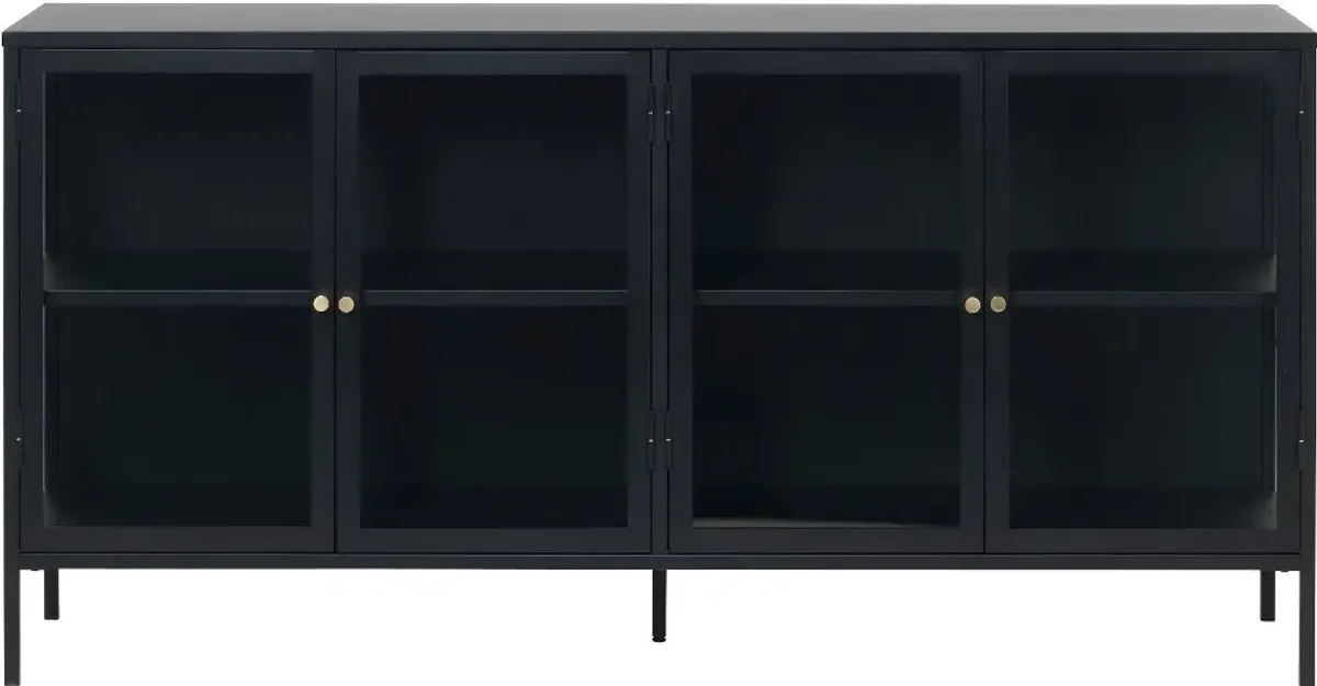 Carmel Black Metal and Glass 4 Section Sideboard