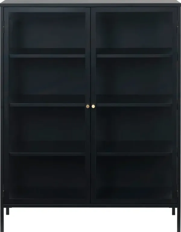 Carmel Black Metal and Glass 55-Inch High Cabinet
