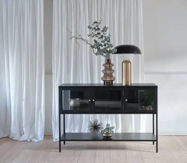 Carmel Black & Metal and Glass 52-Inch Wide Sideboard