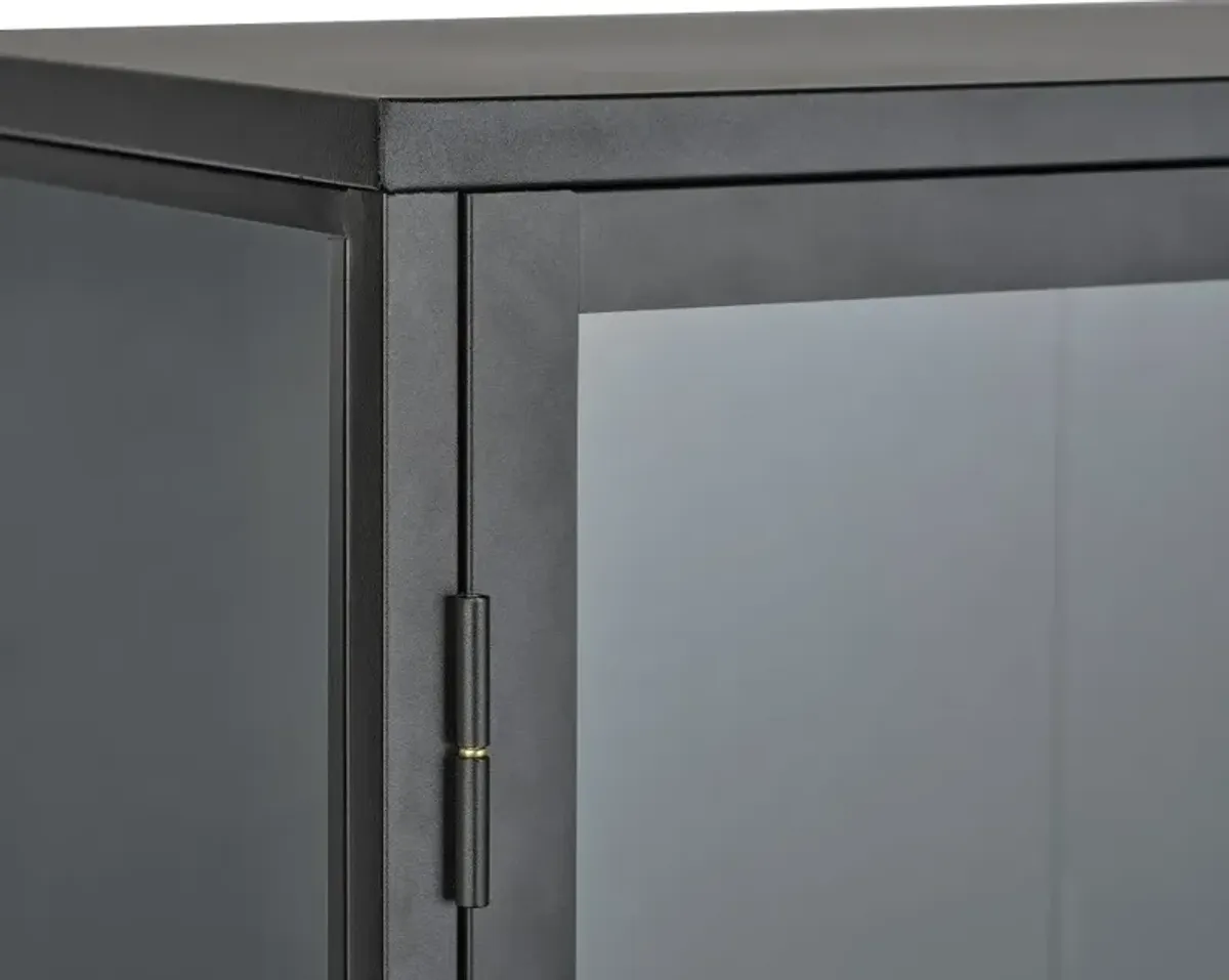 Carmel Black Metal & Glass 63-Inch High Cabinet
