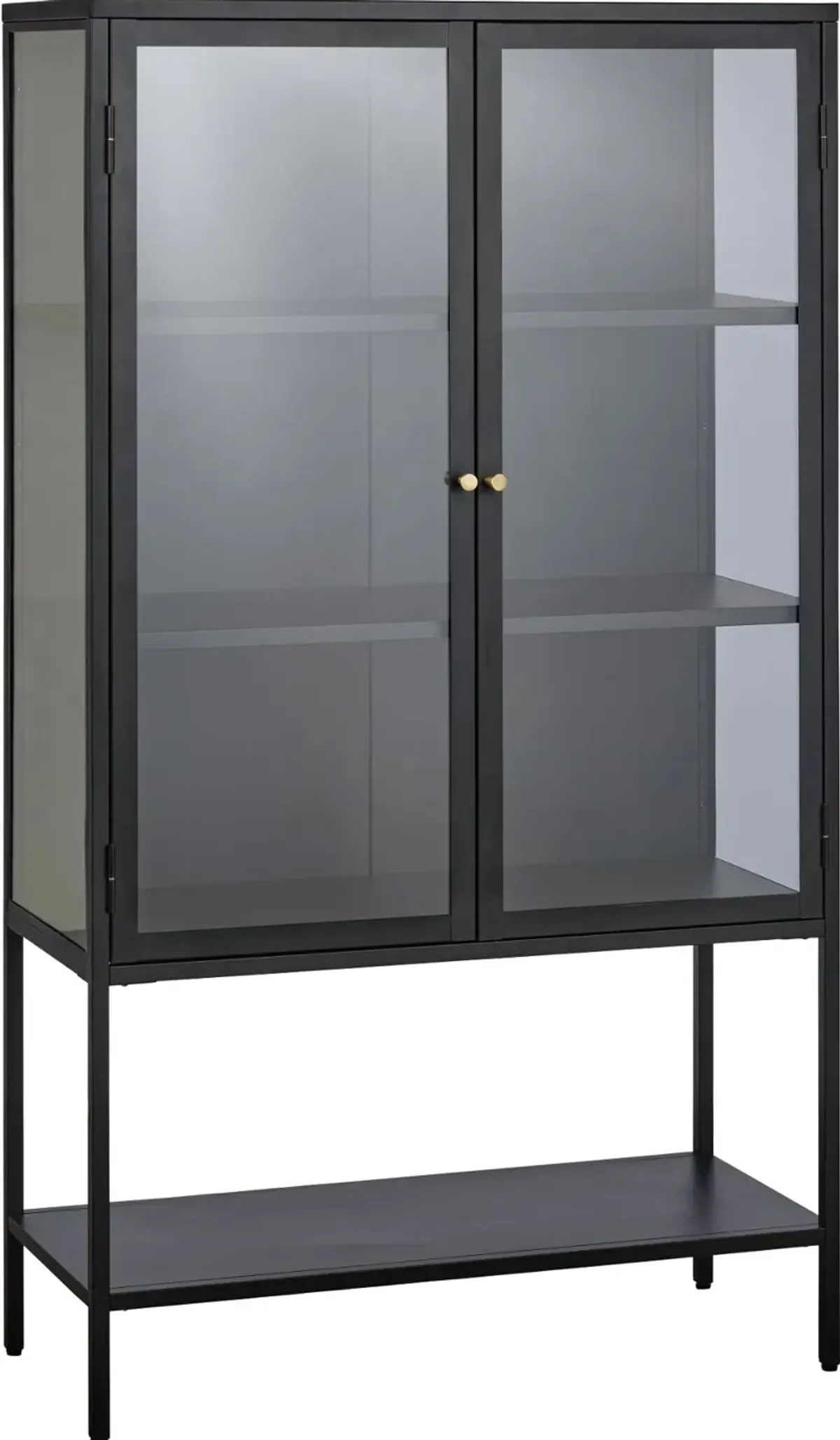 Carmel Black Metal & Glass 63-Inch High Cabinet