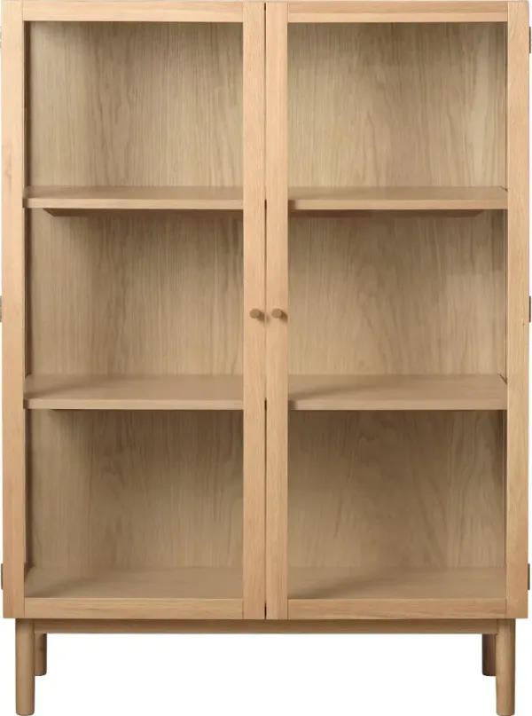 Elsa Natural Oak 55 Inch High Glass Panel Cabinet