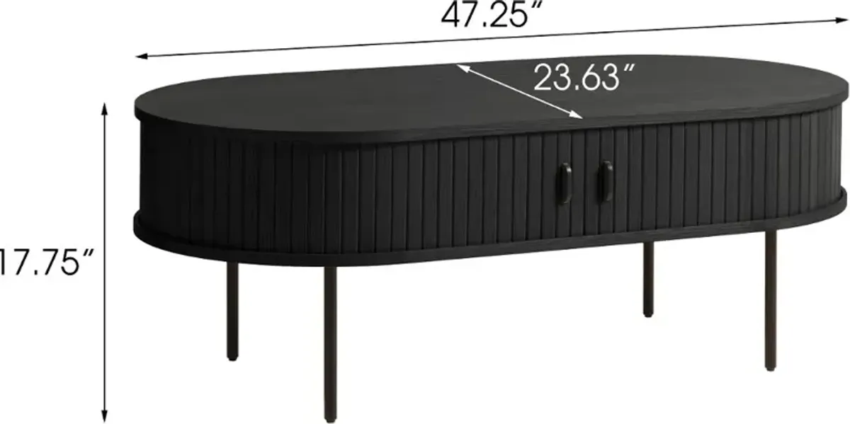 Nola Black Oak Coffee Table with Hidden Storage