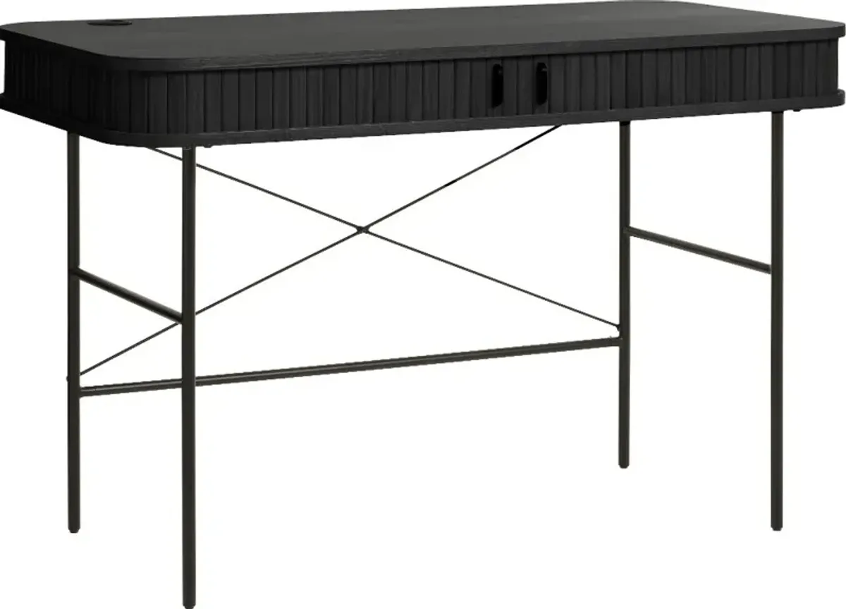 Nola Black Desk with Sliding Panel Doors