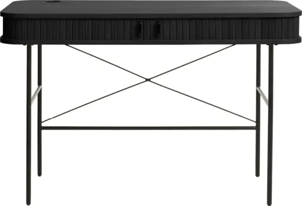 Nola Black Desk with Sliding Panel Doors
