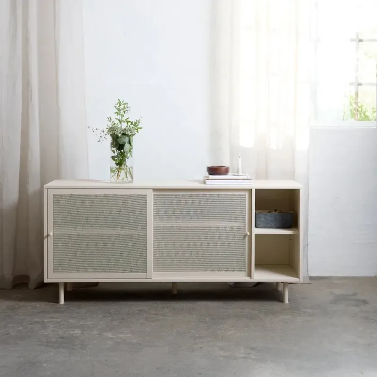 Veep Gray Metal Sideboard