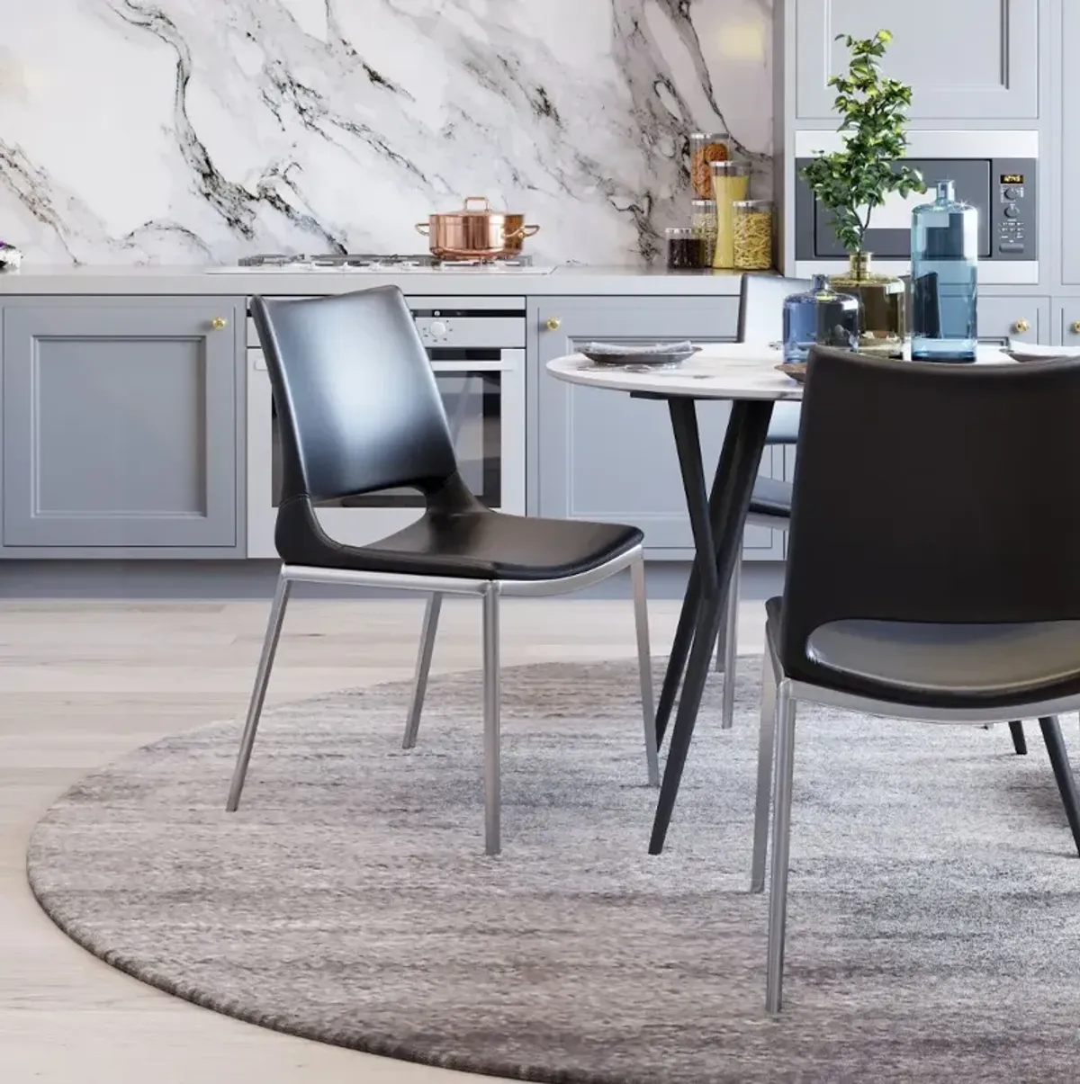 Milan Dining Chair Black & Silver