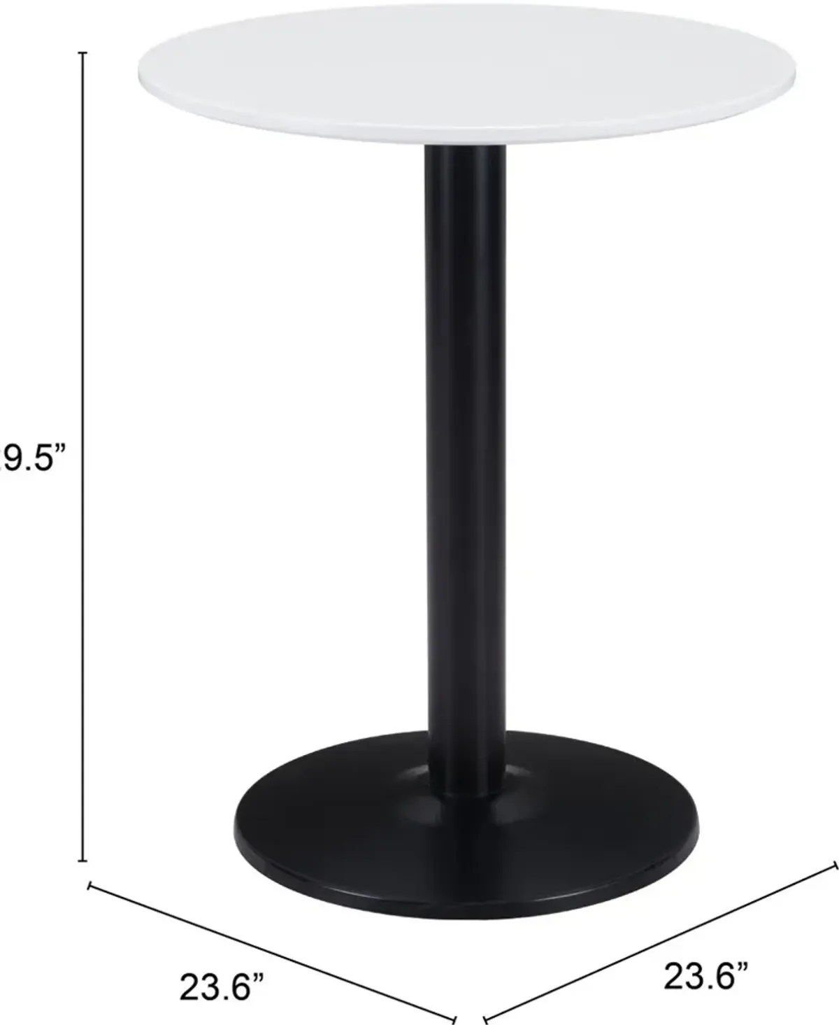 Padova Black & White Round Bistro Table