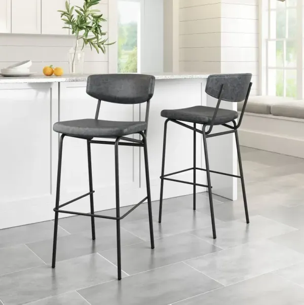 Ciampinon Black Faux Leather Barstool Vintage