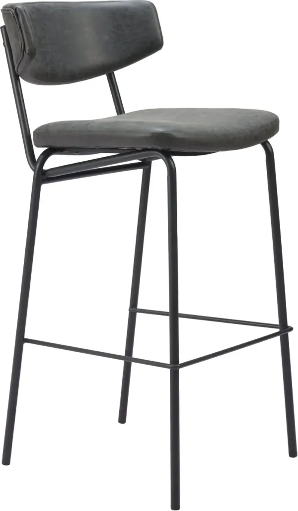 Ciampinon Black Faux Leather Barstool Vintage