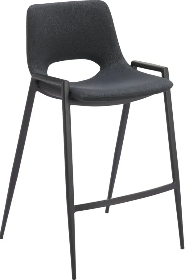 SantAnastasia Black Faux Leather Counter Stool