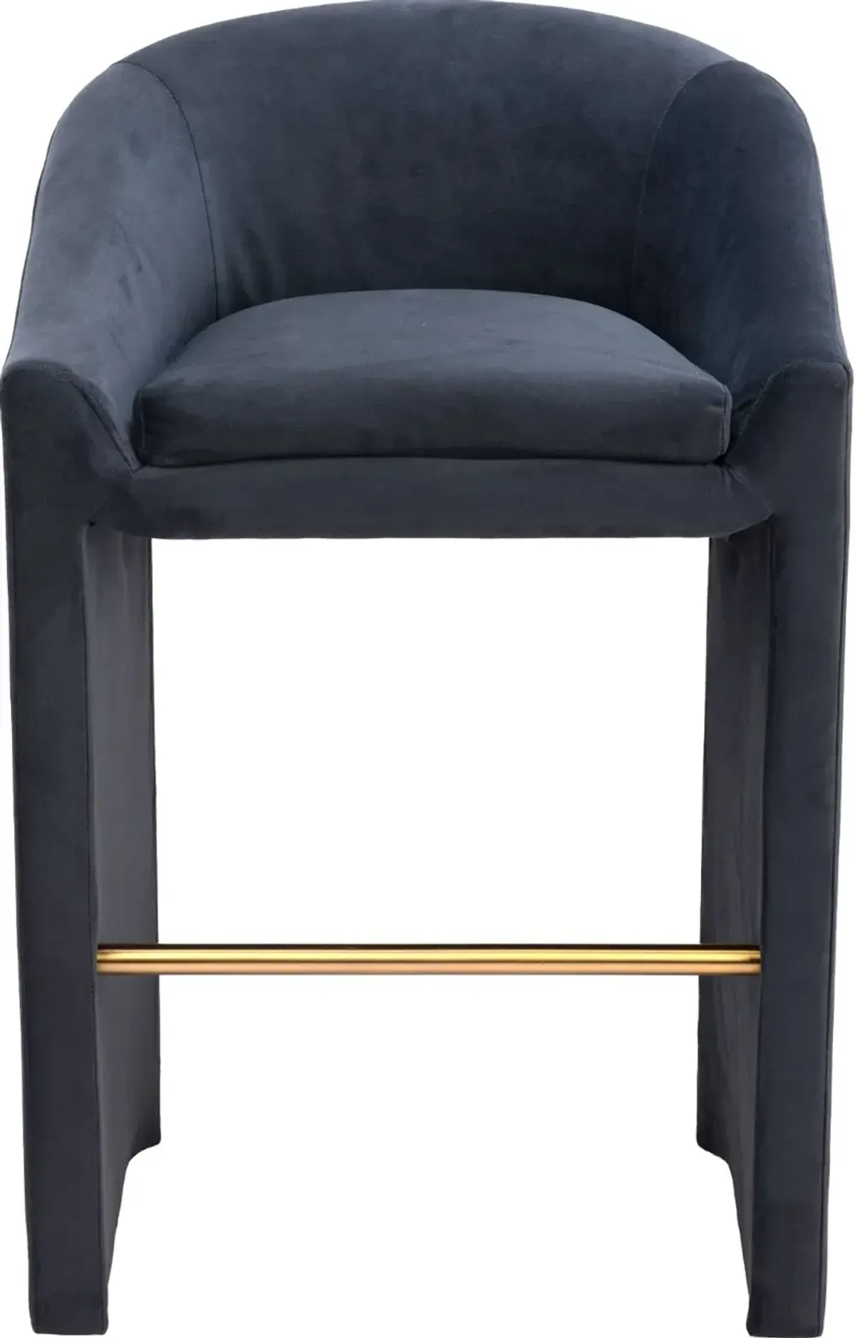 Meda Midnight Gray Velvel Barstool