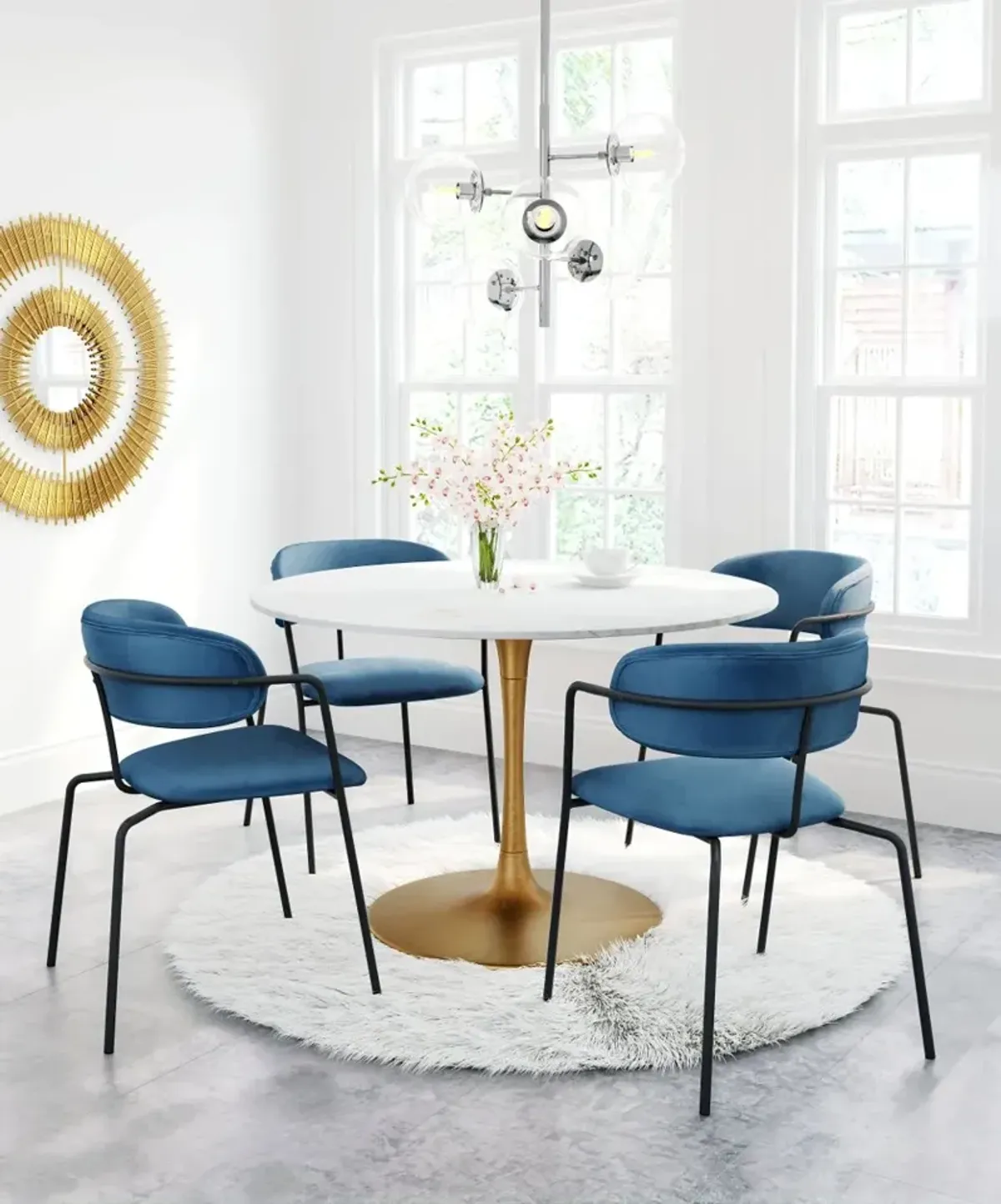 Biassono White Marble Round Dining Table