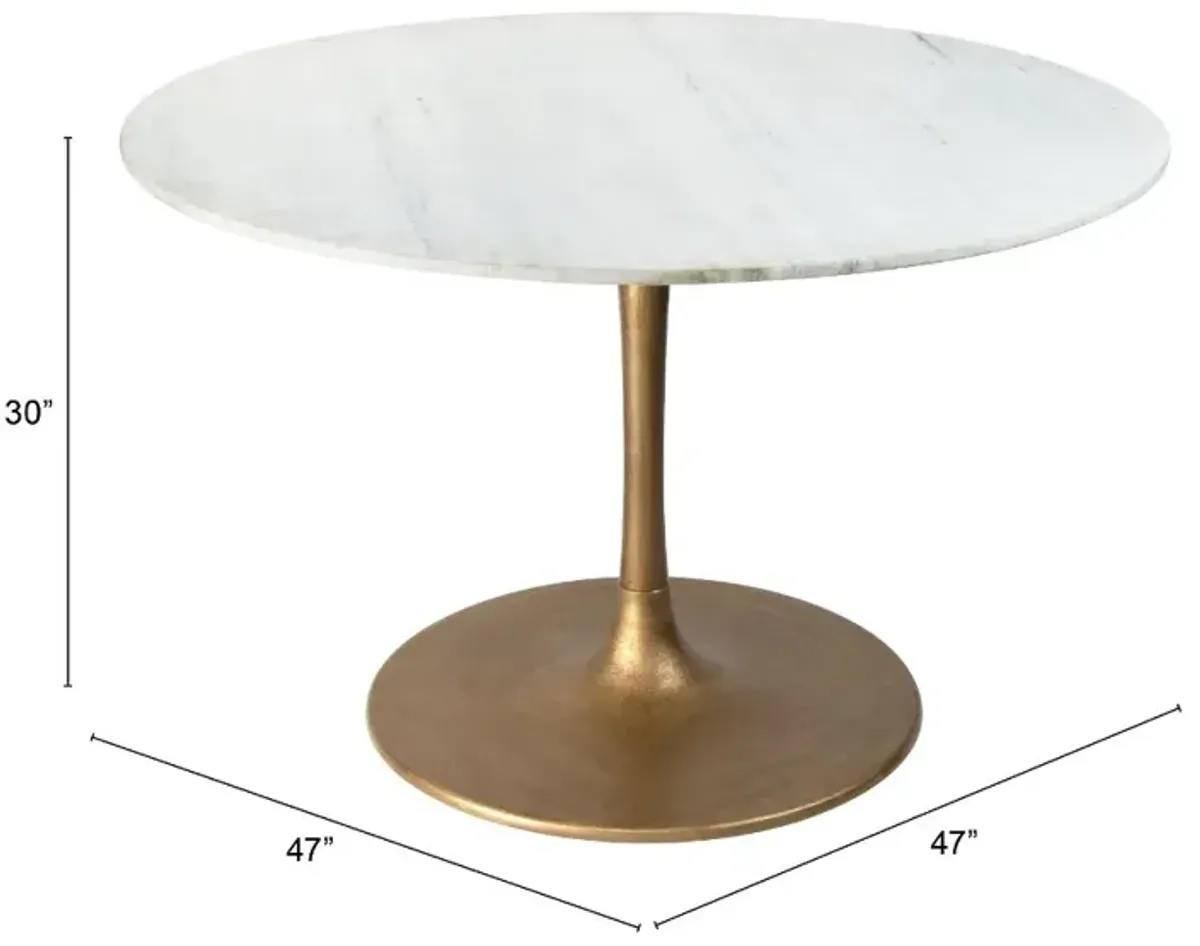 Biassono White Marble Round Dining Table