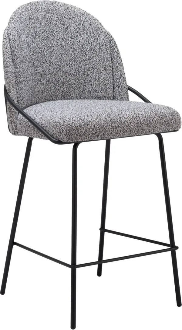 Baranzate Black and White Shearling Counter Stool