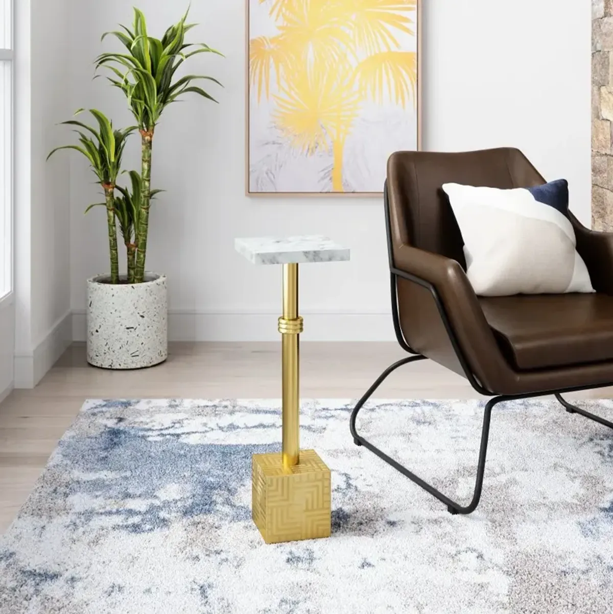 Fino White and Gold Side Table