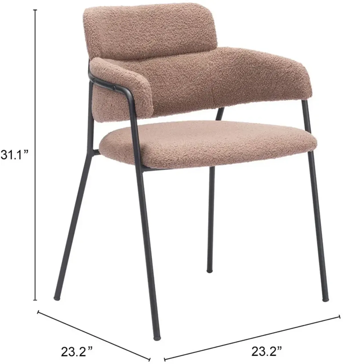 Pellestrina Brown Shearling Dining Chair