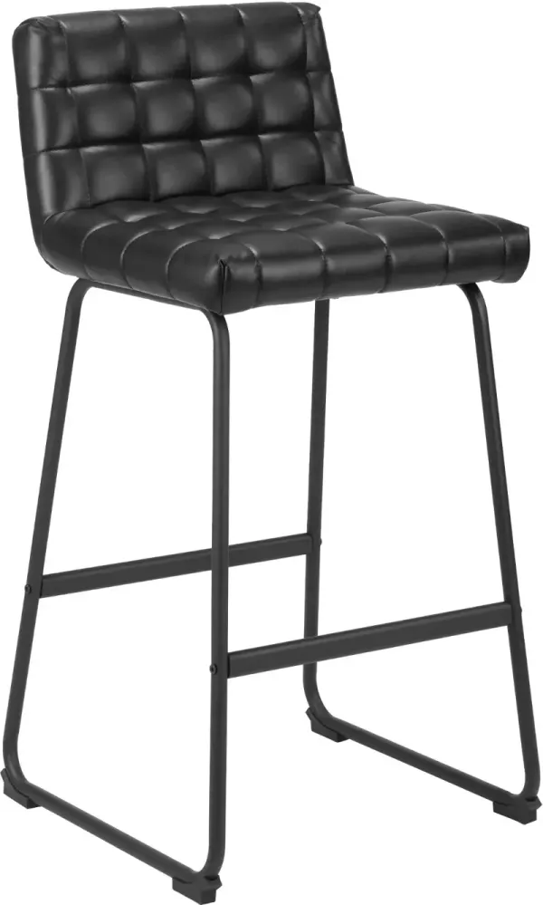Aubervilliers Black Faux Leather Barstool