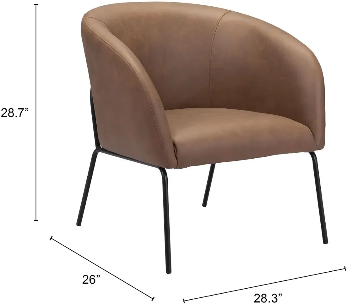 Le Brown Faux Leather Accent Chair