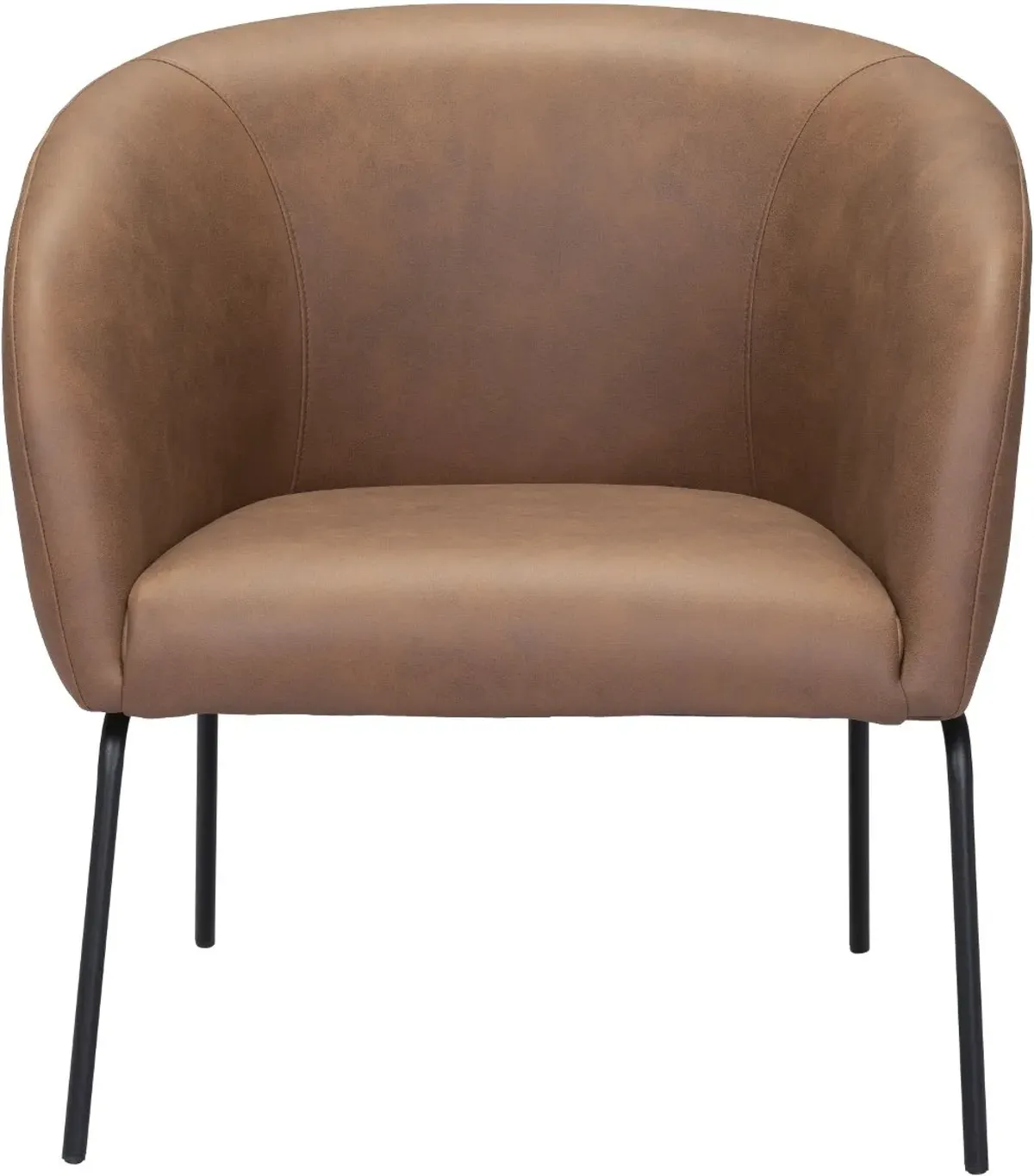 Le Brown Faux Leather Accent Chair