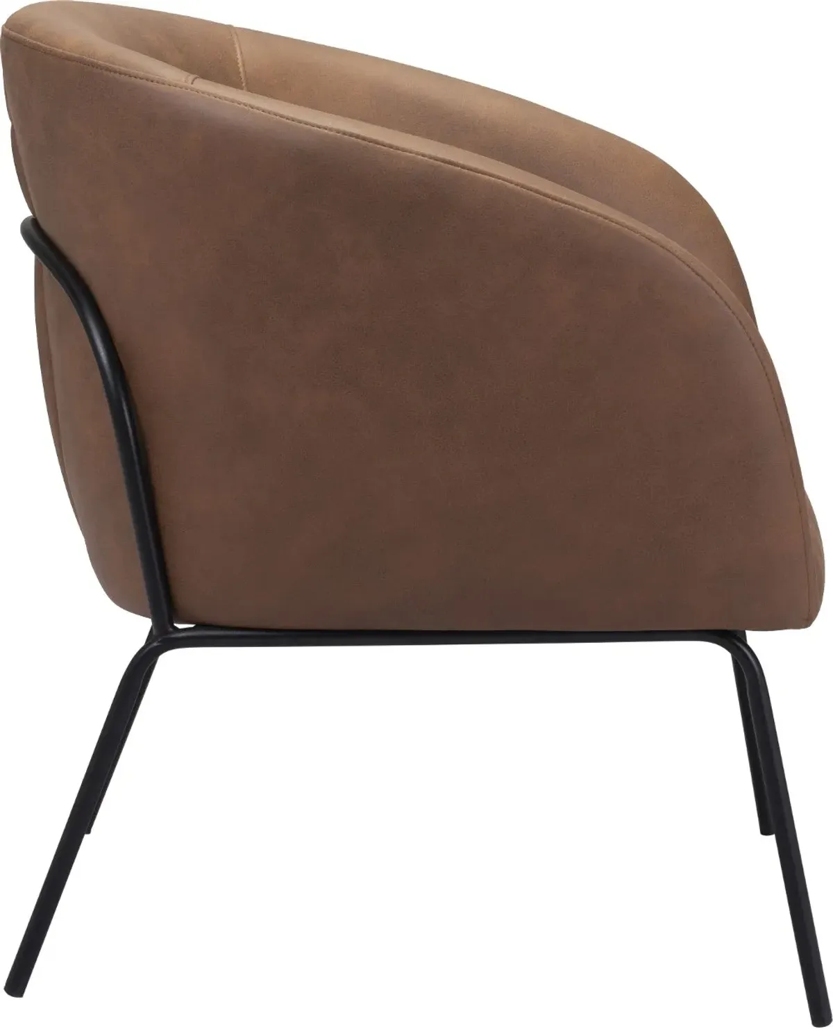 Le Brown Faux Leather Accent Chair