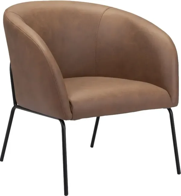 Le Brown Faux Leather Accent Chair