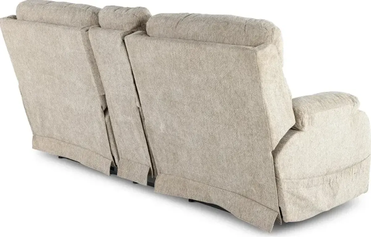 Regenerator Beige Power Reclining Loveseat with Heat and Massage