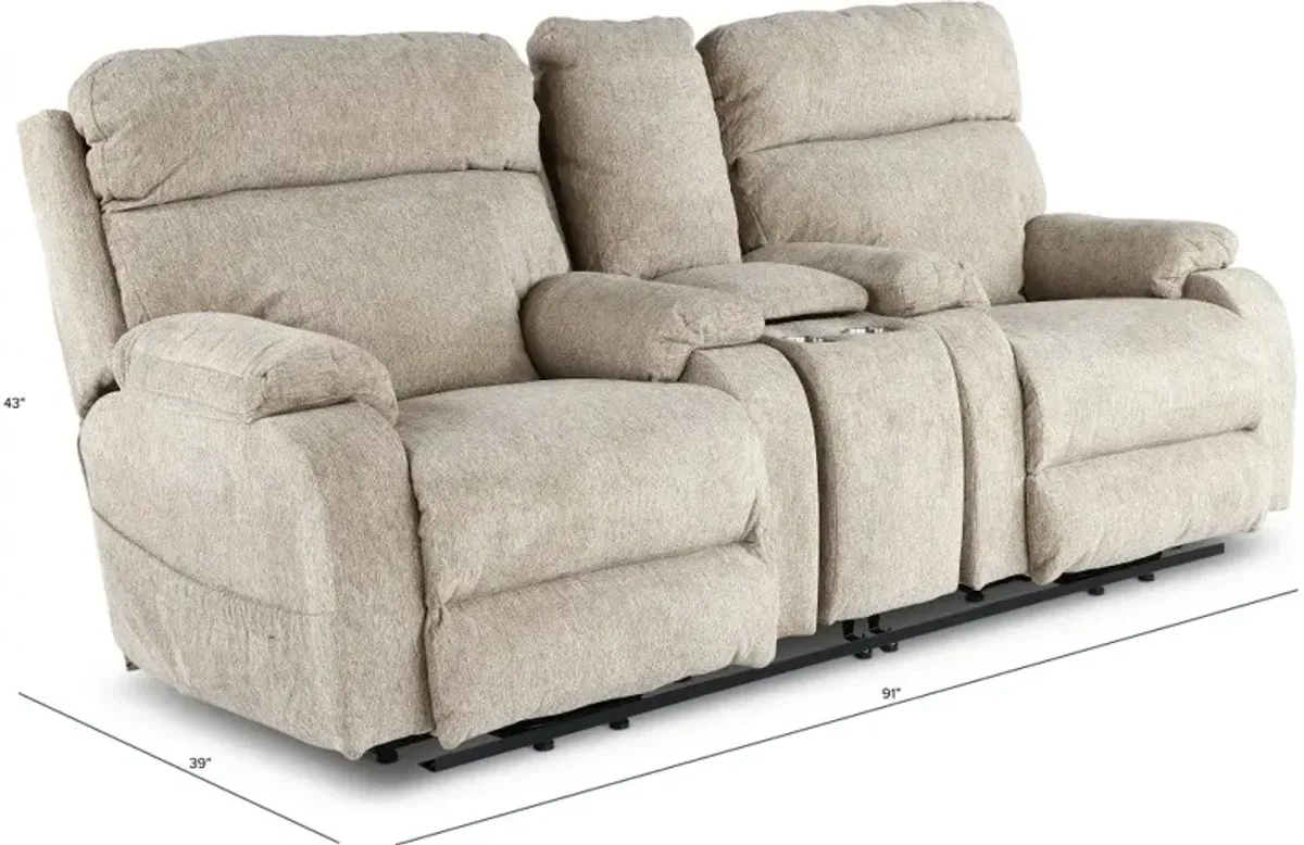 Regenerator Beige Power Reclining Loveseat with Heat and Massage