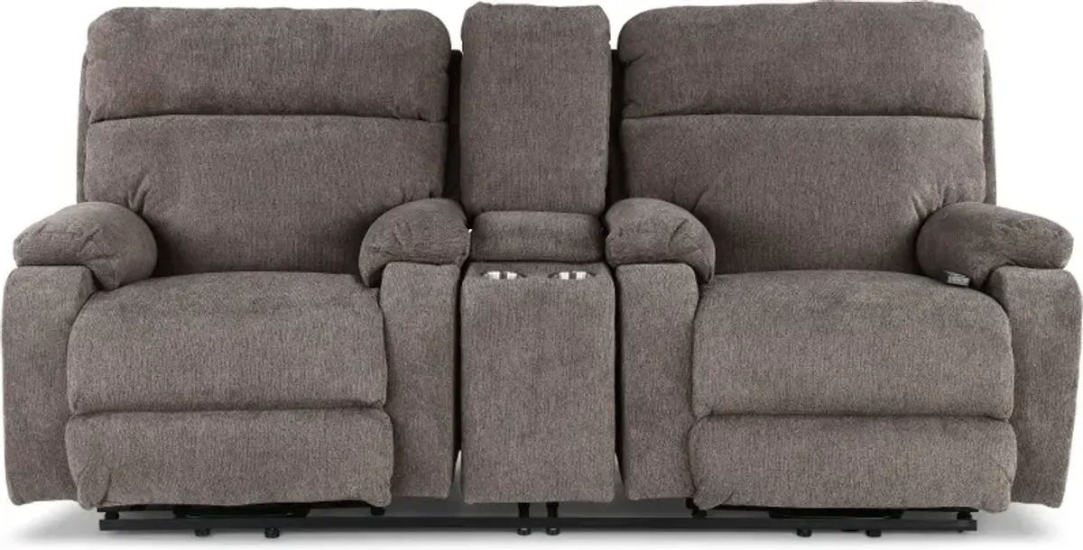 Regenerator Gray Power Reclining Loveseat with Heat and Massage