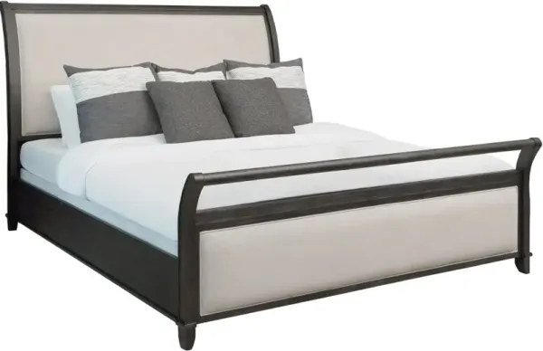 Arielle Dark Brown Upholstered King Sleigh Bed