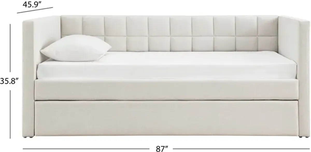 Claudia Ivory Upholstered Twin Daybed with Trundle