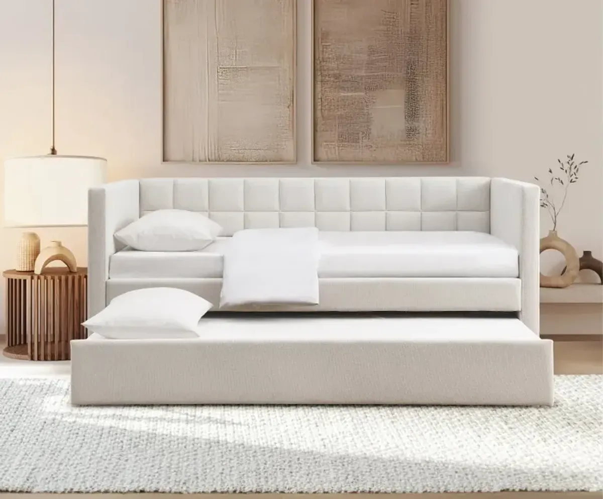 Claudia Ivory Upholstered Twin Daybed with Trundle