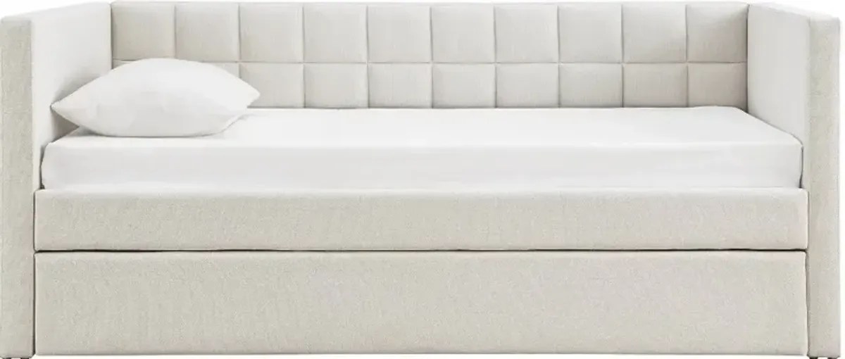 Claudia Ivory Upholstered Twin Daybed with Trundle