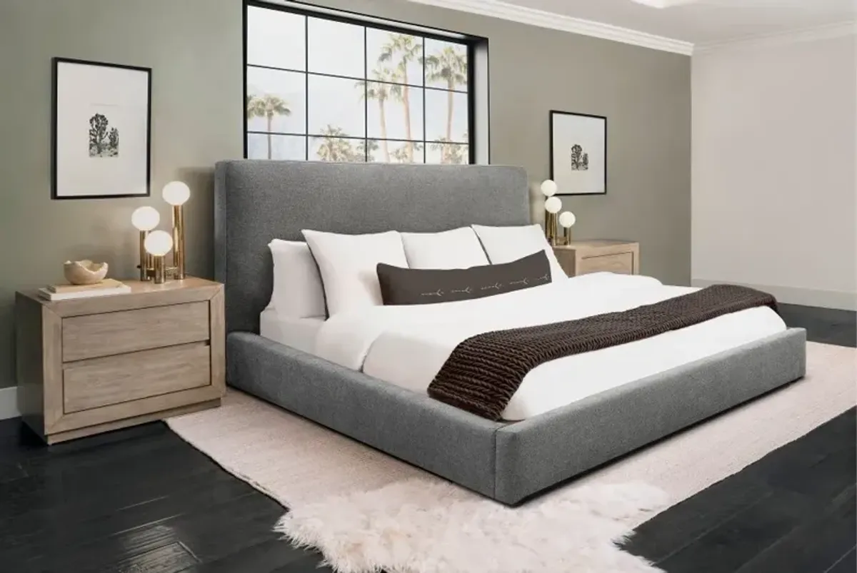 Lennox Gray Upholstered King Bed