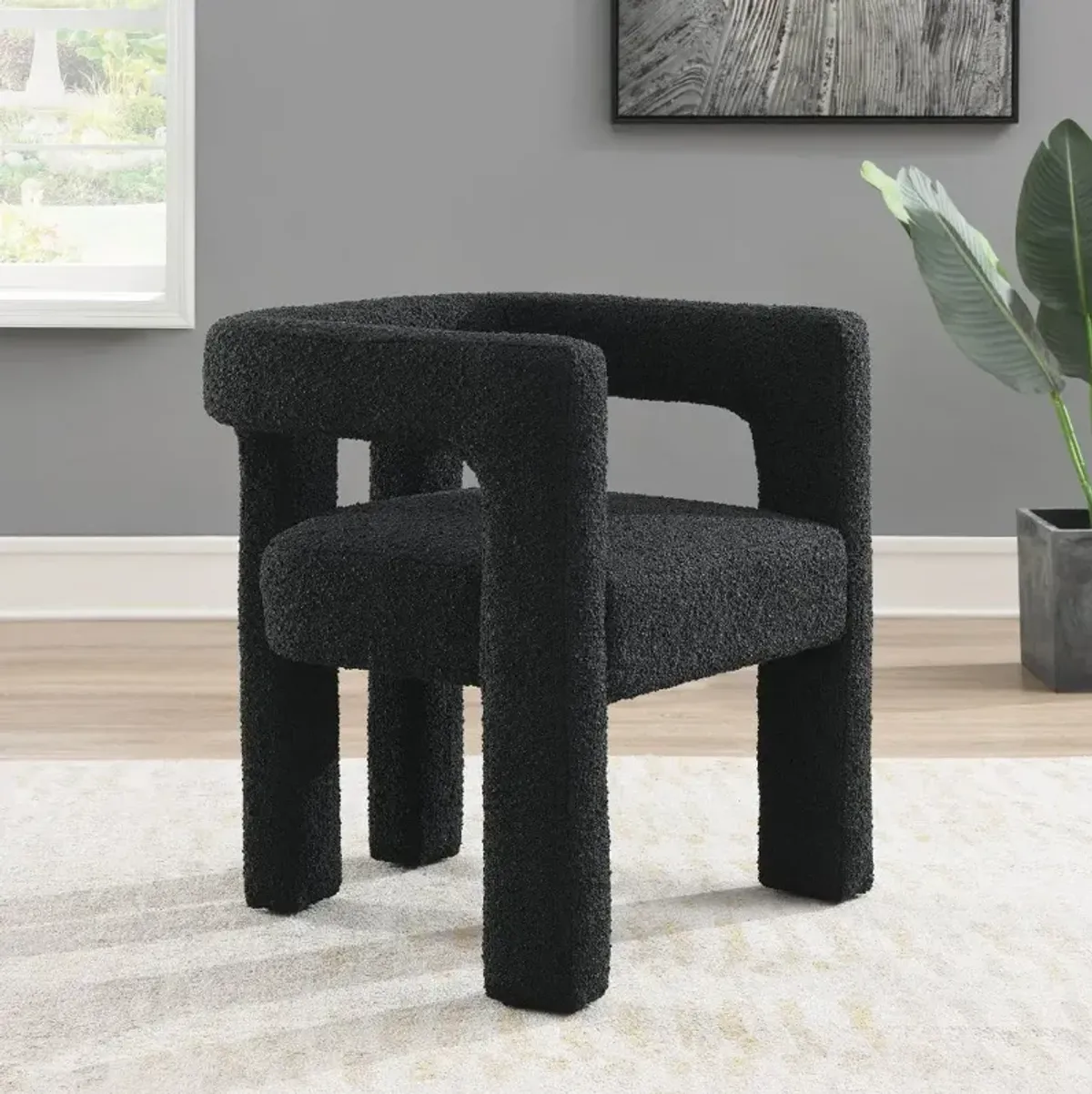 Cassie Black Boucle Dining Chair