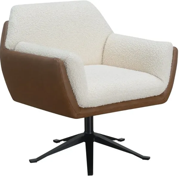 Ada Brown and White Swivel Accent Chair