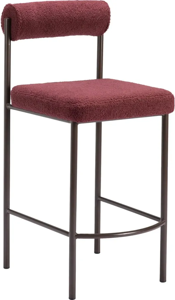 Ginosa Red Shearling Counter Stool